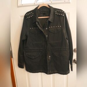 Vintage Mens XL Black  Harley Davidson Cotton/Denim Studded Jacket.
